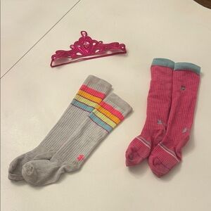Under Armour Pink and Gray Kids Socks with Tiara